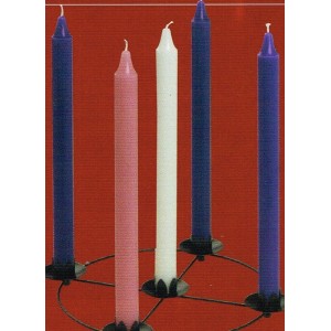 Pack of Advent candles 12" x 1" Purple pink and white